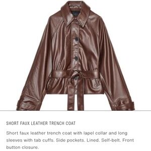 Zara Chocolate Faux Leather Trench Coat